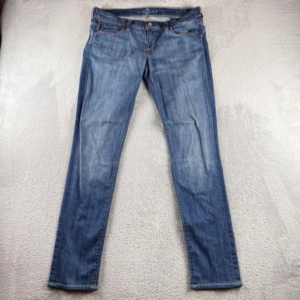7 For All Mankind Roxanne Slim Straight Jeans Womens 30 fits 33x33 blue